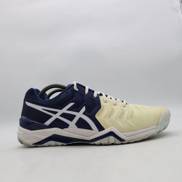 Asics Gel Resolution Novak Men's 10.5 Tennis Shoes Blue Beige Sneakers E805N - Picture 1 of 10